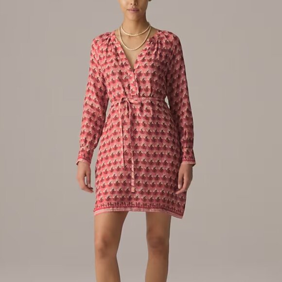 J. Crew Cabana mini dress in bloc k-print ramie Coral New With Tag - Picture 3 of 14